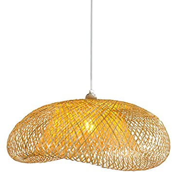 B·LED BARCELONA LED BarcelonaLed Hängelampe Naturweide Vintage mit weißem Sockel E27 Rattanschirm Bambus Holz für Esszimmer Küche Wohnzimmer