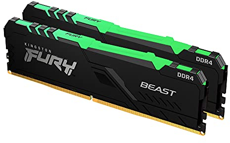 Kingston FURY Beast RGB 32GB (2x16GB) 3600MT/s DDR4 CL18 Desktop Memory Kit of 2 KF436C18BBAK2/32