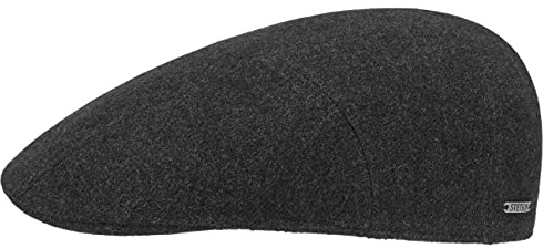 Stetson Coppola con Cachemire Reid Wool Uomo - Made in The EU Cappellino Lana Cappello Piatto Visiera, Fodera, Fodera Inverno Autunno/Inverno - L (58-59 cm) Antracite