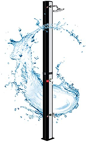 Aufun Solar Gartendusche 35 Liter Solardusche Solar Außendusche Warmwassertemperatur max.60°C mit verstellbarer Kopfbrause und einem Wasserhahn, geeignet für Camping, Garten Outdoor,Silber