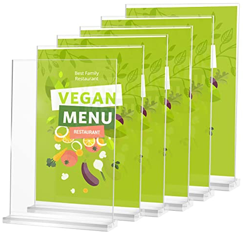 lalago 6 stück Tischaufsteller A5, Acryl Menükartenhalter Postkartenständer, Speisekarte Aufsteller A5 Werbeaufsteller für Restaurant, Cafe,Laden, Hotel