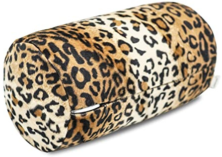 Carrie Home Oreiller Cervical cylindrique spongieux à microbilles, Soutien pour Cou, Dos, Bras, Jambes et Genoux, pour chirurgies, Voyages, Avion et Voiture, Motif léopard, 30,5 x 17,8 cm