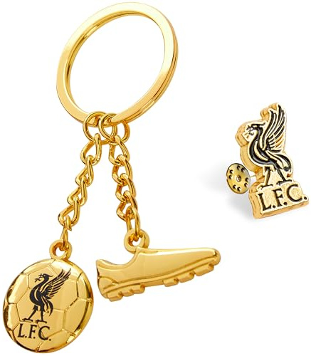 Liverpool F.C. Keyring and Pin Badge Gift Set, Supporters Gear - Liverpool Gifts
