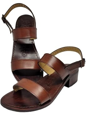 Sandali artigianali da donna fatti a mano con materiali di qualità: vera pelle e vero cuoio 100% Made in Italy Handmade Sandals for Woman (38, Marrone)