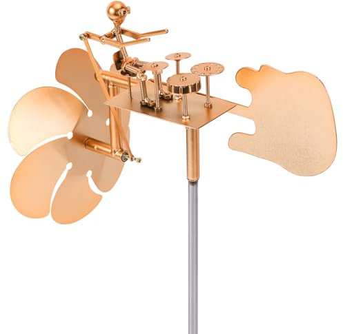 lasuroa Metal Drummer Windmill, Wind-Powered Kinetic Percussionist Music Sculpture Rock and Roll Art Garden Statues Wind Spinners Decoration for Lawn Patio Yard Outdoor Decor