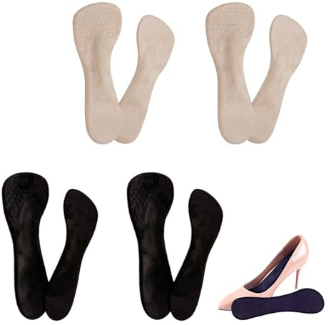 Plantillas de Gel para Mujer, 2 Pares de Plantillas Autoadhesivas Antideslizantes para Sandalias Abiertas y Tacones Altos, Alivio del Dolor y Fatiga de Pies, Soporte de Arco Efectivo, Reutilizables y