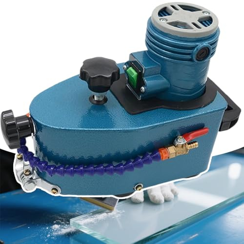 Sushangmao Amoladora Pequeña para Cantos Vidrio 800 W/Amoladora Eléctrica Cantos Biselados Rectos Y Redondos, 8000 R/Min, Velocidad Pulido 1-3 M/Min, con 8 Muelas Diamante Blue