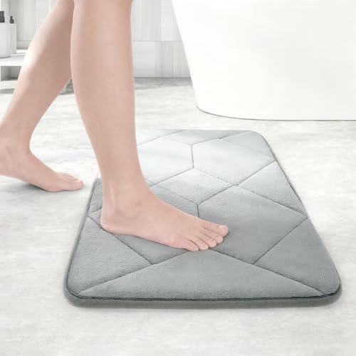 Cozary Alfombra Baño Antideslizante 50 x 80 cm, Alfombrilla de Baño Absorbente, Lavable a Máquina, Alfombrilla de Baño de Espuma Viscoelástica, para Bañera Ducha, Baño, Cocina Salón