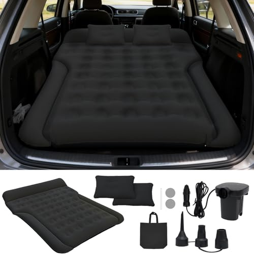 Rainpal Colchón para Coche Cómodo colchón de vehículo para Viajes y Camping Colchón de Aire Asiento Trasero Colchón Plegable para Coche fácil de almacenar Solució (Negro)