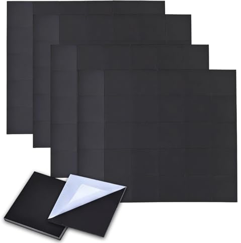 Culinavog 120 Pezzi Calamite Adesive, Calamita Adesiva Quadrati 20x20mm, Magneti Adesivi Flessibile in Gomma, Magnete Adesivo Rimovibile per Scuole, Uffici e Lavagne Bianche - Nero