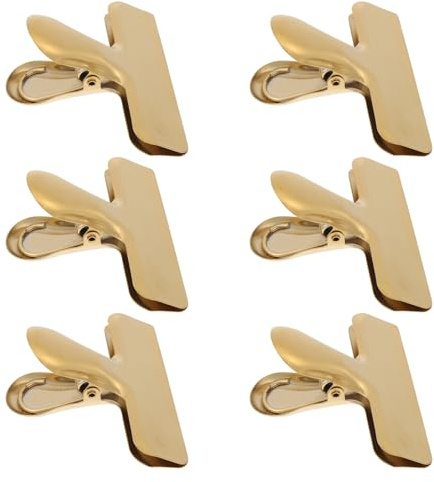GARVALON 6 pièces Pinces de Fermeture pour Sacs Alimentaires Acier Inoxydable Lot de Clips Légers et Portables pour Stockage et Étanchéité des Snacks Occlusion et Résistance