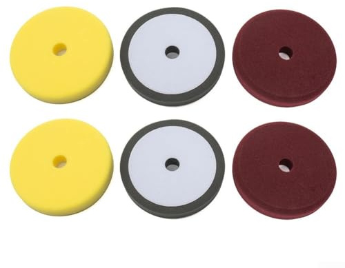 Eawfgtuw Lot de 6 tampons de polissage pour plaques de support de 150 mm avec disques en mousse grossière moyenne fine pour cirage et ponçage de voiture