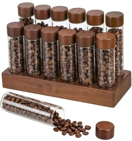 CREATCABIN 12 konserveringsrör för kaffebönor i en dos med stativ