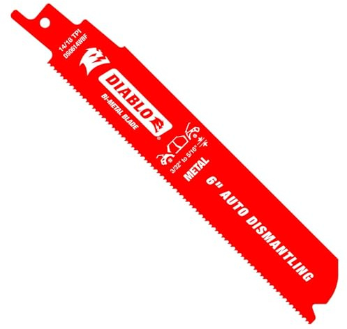 Diablo Bi-Metal Reciprocating Saw Blades for Auto Dismantling - Ultra-Hardened Edge for 5X Longer Life - 6 Length, Dual Tooth Design, 14/18 TPI, 25-Pack - DS0614WBF25