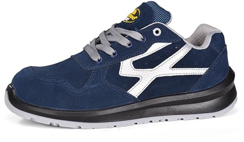 SAFETOE Zapatos de Seguridad para Hombres con Puntera de Fibra de Vidrio 7328 Zapatillas Ultra-Ligeras Azul (Talla 46, Azul)