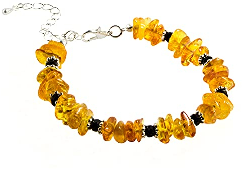 Baltisches Bernstein Armband für Frauen, leicht einstellbar Schmuck, Handgelenk Größe von 15 cm bis 23 cm (Lichtschatten)