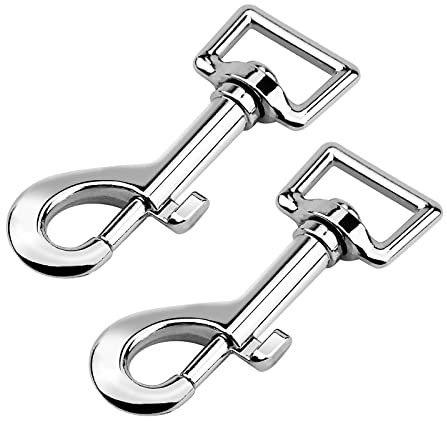 SAMENGTR 2 Pcs Hook with Swivel Joint for Dog, Silver Dog Lead Clips Heavy Duty 75 mm Length for Dog Leash Collar Webbing Bags Straps