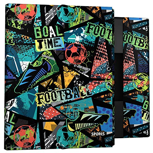 Grafoplás 82402654. Carpeta 3 Solapas, Cartón Forrado, Tapa Dura, Tamaño Folio, Colección Sports, Football, Certificado FSC