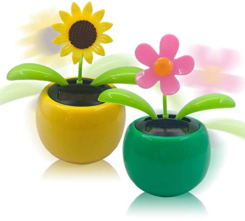 Mecmbj Wackelfigur Blume, 2 Stück Solar Tanzende Blume Solarblume Wackelfigur Wackelblume Solar Solarbetriebene Wackelblume für Auto Haus Oder Büro
