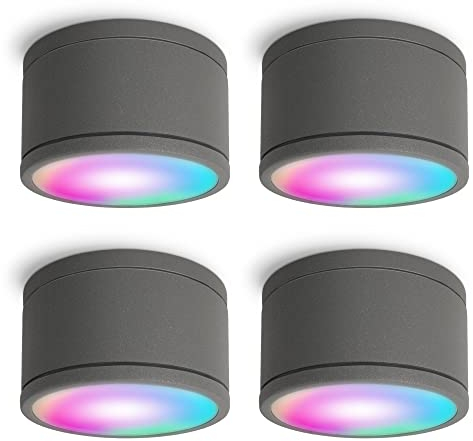 SSC-LUXon 4x CELI-WX Badezimmer Lampen Smarthome Deckenspots kompatibel mit Alexa, Siri & Google - WLAN RGB LED Downlight anthrazit