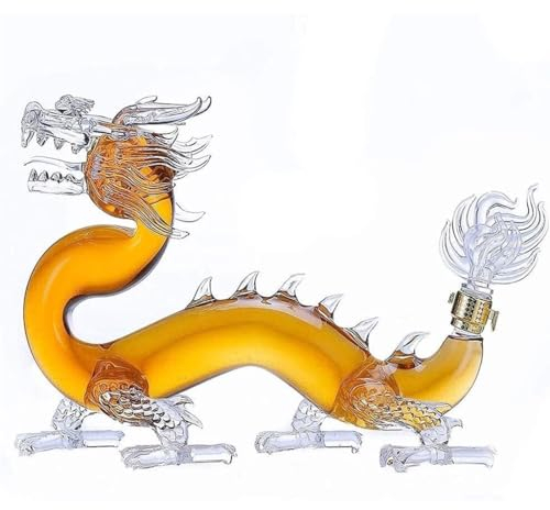 BYERZ Decantador de Whisky para Hombre Juego de decantador con Forma de dragón, decantadores de Whisky, Licor Reutilizable, decantador de Vino, garrafas de Whisky, Cristal Set de Regalo de Licor