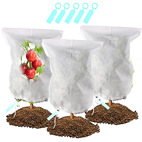 Frostschutzhüllen for Gartenpflanzen – 2er-Pack Pflanzen-Frostschutzhüllen mit Pflanzenetikett – B 120 x H 180 cm – Winter-Kordelzug-Frostschutzhüllen for Pflanzen, wiederverwendbare Frosttuchdecke fo