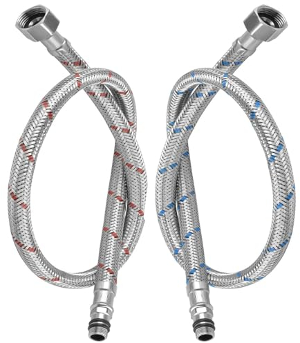 Homefantasy 2 Stück Anschlussschlauch Armatur G3/8 x M10,Geflochtener Edelstahl Panzerschlauch, Flexschlauch Verlängerung, Wasserhahnschlauch für Badezimmerküche