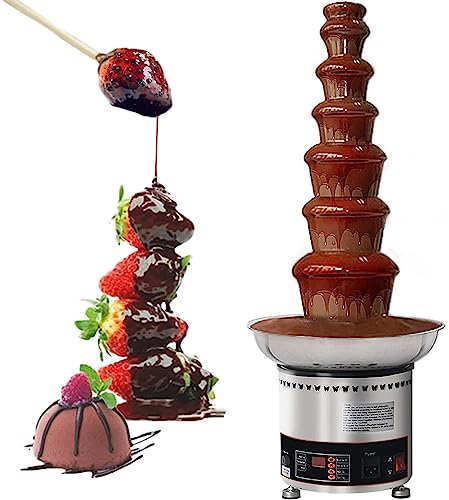 LZDOYY Fuente de Chocolate, máquina de fusión eléctrica de 4/5/6/7 Niveles, Juego de Fuente de Fondue de Chocolate, Olla de Control de Motor de Calor de Fondue en Cascada de Acero Inoxidable,7floors