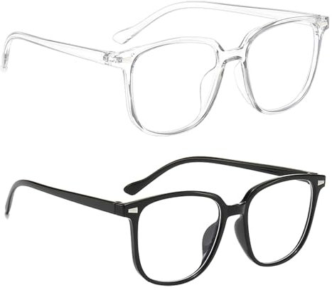 SMCEHEYA Blue Light Glasses 2Pcs - Anti-Glare Computer Glasses for Eye Strain, Headache, and UV Protection - Clear Non-Prescription Reading Glasses for Women, Men, Teens, Adults