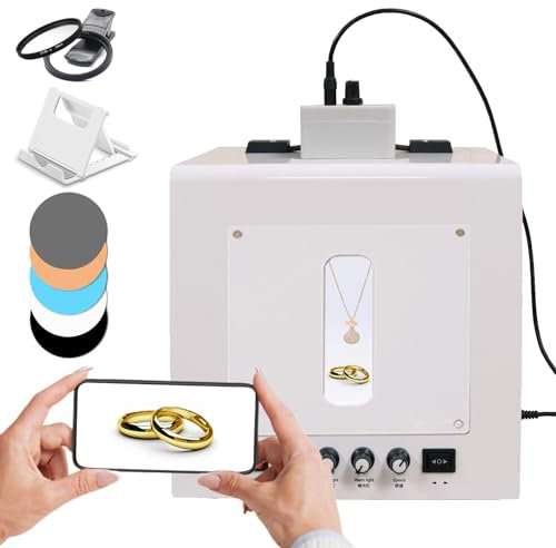 Caja de luz para fotografía de joyas de oro y plata con plato giratorio eléctrico, caja de luz regulable con plato giratorio de 360°, caja de luz para fotografía de estudio fotográfico,TB30