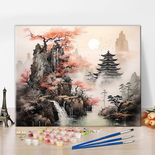 Paint by Numbers for Adults, Landscape Paint by Number, Oil Painting Set for Gift Home Wall Decor, Mountain Acrylic Painting by Numbers Canvas Kits Art Crafts 16x20(Frameless)