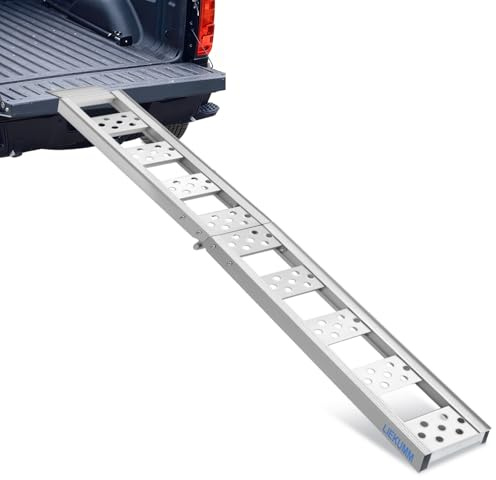 LIEKUMM 1 rampa di carico pieghevole da 180 cm, portata 200 kg, rampa di carico per rimorchi, in alluminio, leggera, per moto, e-bike, bici da dirt, bicicletta