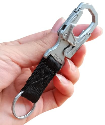 Ahiller Llavero con mosquetón de aleación zinc | Llavero de metal resistente, unisex, con mosquetón montaña duradero y cierre automático para adultos; ideal llaves coche casa