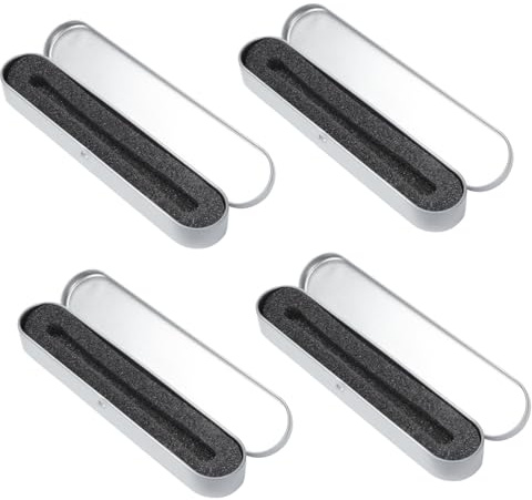 SHINEOFI 4pcs Sponge Metal Pen Box Tinplate Box Sturdy Pen Holder and Organization