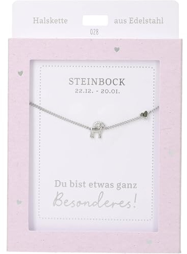 Depesche 13895.28 Halskette mit Steinbock und Herz, versilbert, variabel in der Länge tragbar (42 cm + 5 cm), als Geschenk oder kleine Aufmerksamkeit