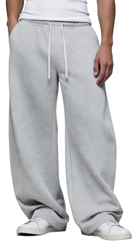 FEDTOSING Mens Baggy Joggers Open Hem Premium Wide Leg Elastic Waist Sweatpants Breathable Cotton Casual Pants with Pockets