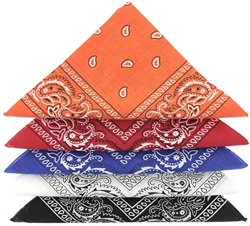 Karl Loven EL BANDANA - Lote de bandanas 100% Algodon de primera calidad Paisley Panuelo Cabeza Cuello Bufanda - Juego de 5 Multicolore #2