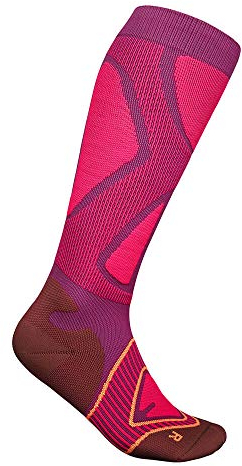 BAUERFEIND Women's Ski Performance Skisocken für Skifahren und Snowboarden, Funktionssocken mit Shin- & Calf Protection Technologie, Pink, S / 38-40