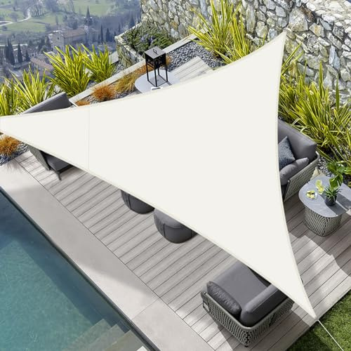 HENG FENG Sonnensegel 3x3x3m Dreieckig Wasserdicht mit 95% UV-Schutz Sonnenschutz für Garten Terrasse Balkon | Wetterfest & Windstabil aus hochwertigem PES Polyester | Beige
