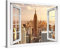 PICANOVA – Bild auf Leinwand Manhattan Empire State Building Fenster 120x80cm – Leinwandbild – Premium Leinwanddruck – Wandbild Kunstdruck Auf 2cm Holz-Keilrahmen Wohnzimmer Wanddekoration – New York