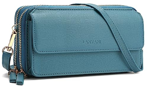 RFID Crossbody Portafoglio Borsa da polso con tasca del telefono per le donne Vegan Pelle…, (Za-turchese), Small