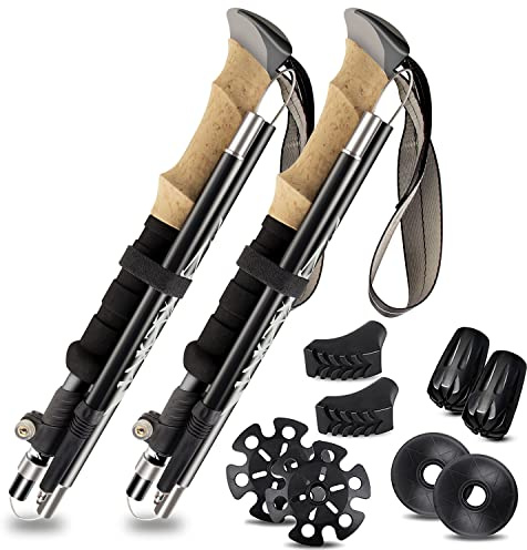 Bâtons de Randonnée 2 PCS Bâtons de Marche Telescopique Bâtons Nordique en Aluminium Réglable de 36 à 130 cm Ultraléger Antichoc Antidérapant Canne de Marche,Idéal pour Randonnées,Camping,Ski