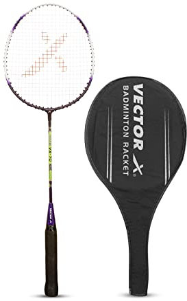 Vector X Badminton Racket | Color: Purple | Size: 3 7/8 inches | for Men & Boys | Material: Aluminium | Best for Professional Athletes Training and Competition, Playing Outdoor, Backyards