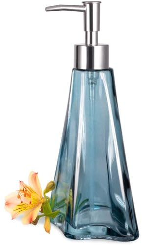 EMPO Dispensador de Jabón de Vidrio Elegante Vintage, Botella de Jabón Líquido/Desinfectante/Champú con Pompa, Decoración Rústica de Granja, Dispensador de Jabón de Manos, Accesorios de Baño