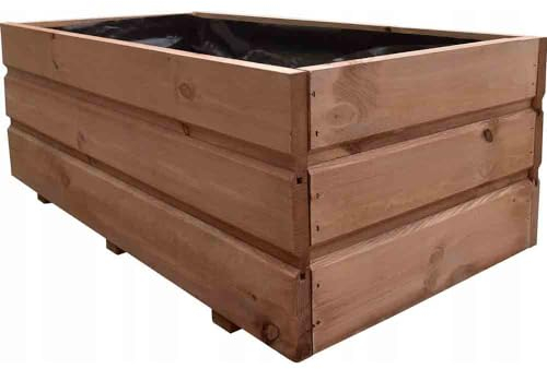 YOURSGARTEN Blumenkasten aus Holz| Pflanzkasten| Pflanzkübel aus Holz| Blumenkübel| Ohne Montage, 80x40x30cmH- F: Teak