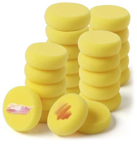 Lithyc 24 er Pack Malschwamm - Runder Malschwamm - MalzubehöR SchwäMme，SaugfäHige Malerei-Keramik-Aquarell KunstschwäMme für Kunsthandwerk, Hobby, Rundes Schwamm Set