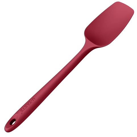 U-Taste Silicone Spoon Spatula: 250℃ Heat Resistant Flexible Seamless Rubber Spatula, Baking Cooking Silicon Kitchen Utensil for Nonstick Cookware Mixing Stirring Scraping (29cm, Red)