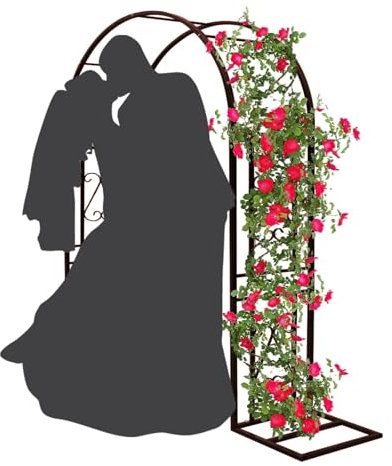 Robuster Gartenbogen aus Metall, Rosenlaube, stabiles Gartenspalier für den Außenbereich, Hinterhof, Terrasse, Innenhof, Hochzeit, Kletterpflanzen, Rosenbogen (braun, 140 x 40 x 230 cm)