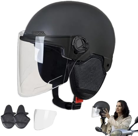 Youngwier Casque de scooter, casque de course sur route, casque de protection de vélo, casque de moto, casque universel avec protection auditive pour adultes et hommes