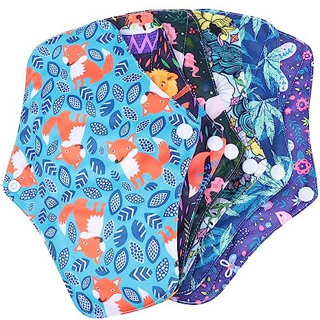 Baluue 6piezas Compresas Menstruales De Reutilizables Carbono De Bambú Absorbentes y Lavables Para Postparto y Incontinencia Ligera Diseño Portátil y Cómodo